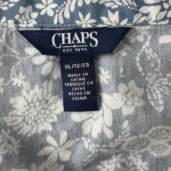 Chaps - Blue and White Floral Button Down Midi Dress - Picture 9 of 12